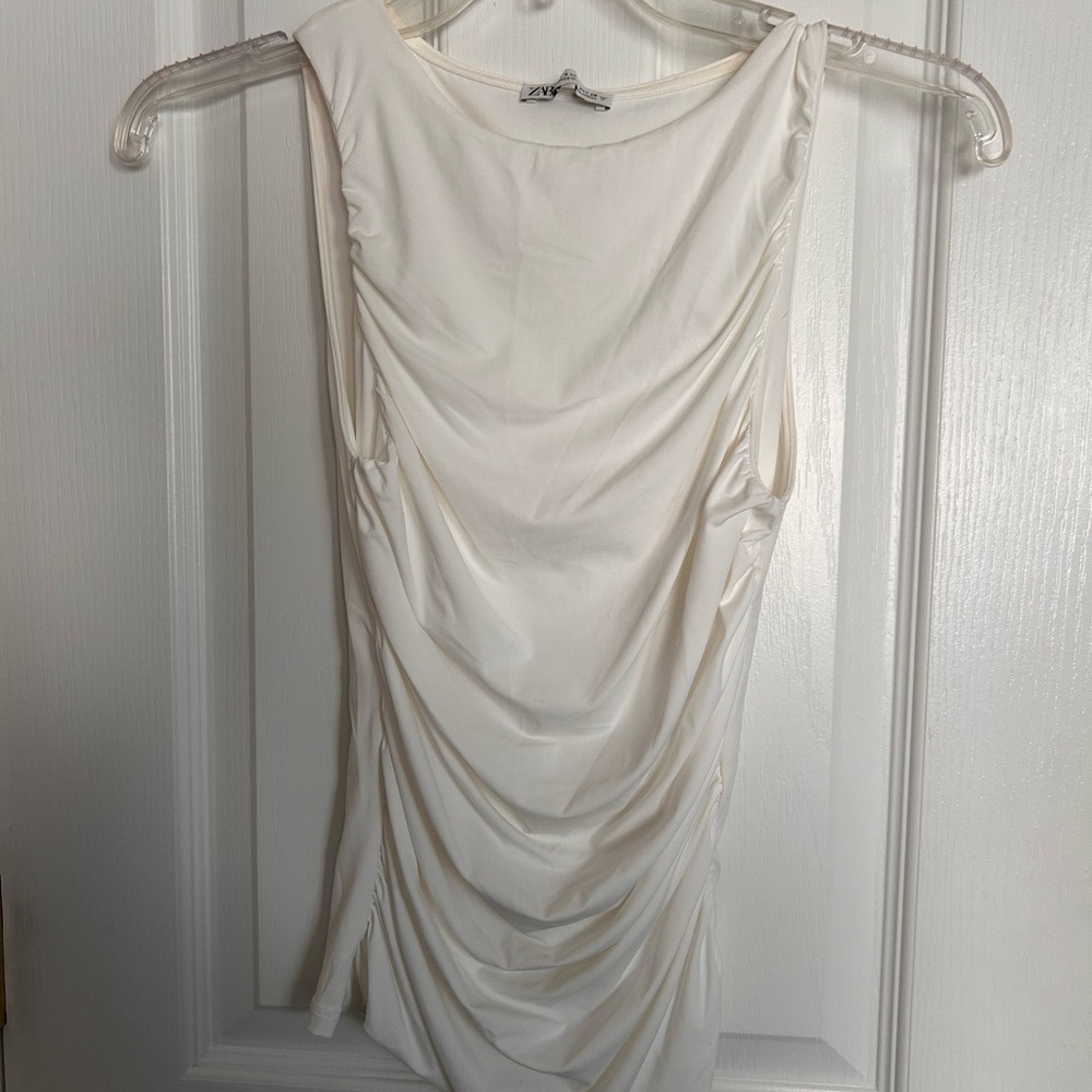 Zara White Draped tank top